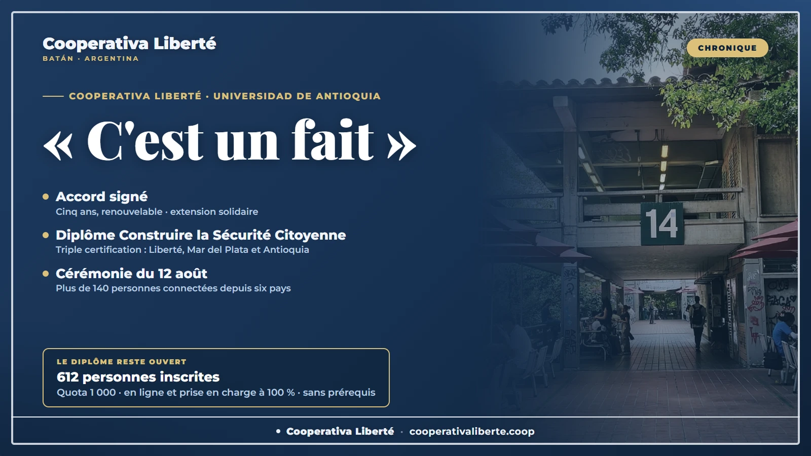 « C'est un fait » : la cérémonie de l'accord avec la Universidad de Antioquia